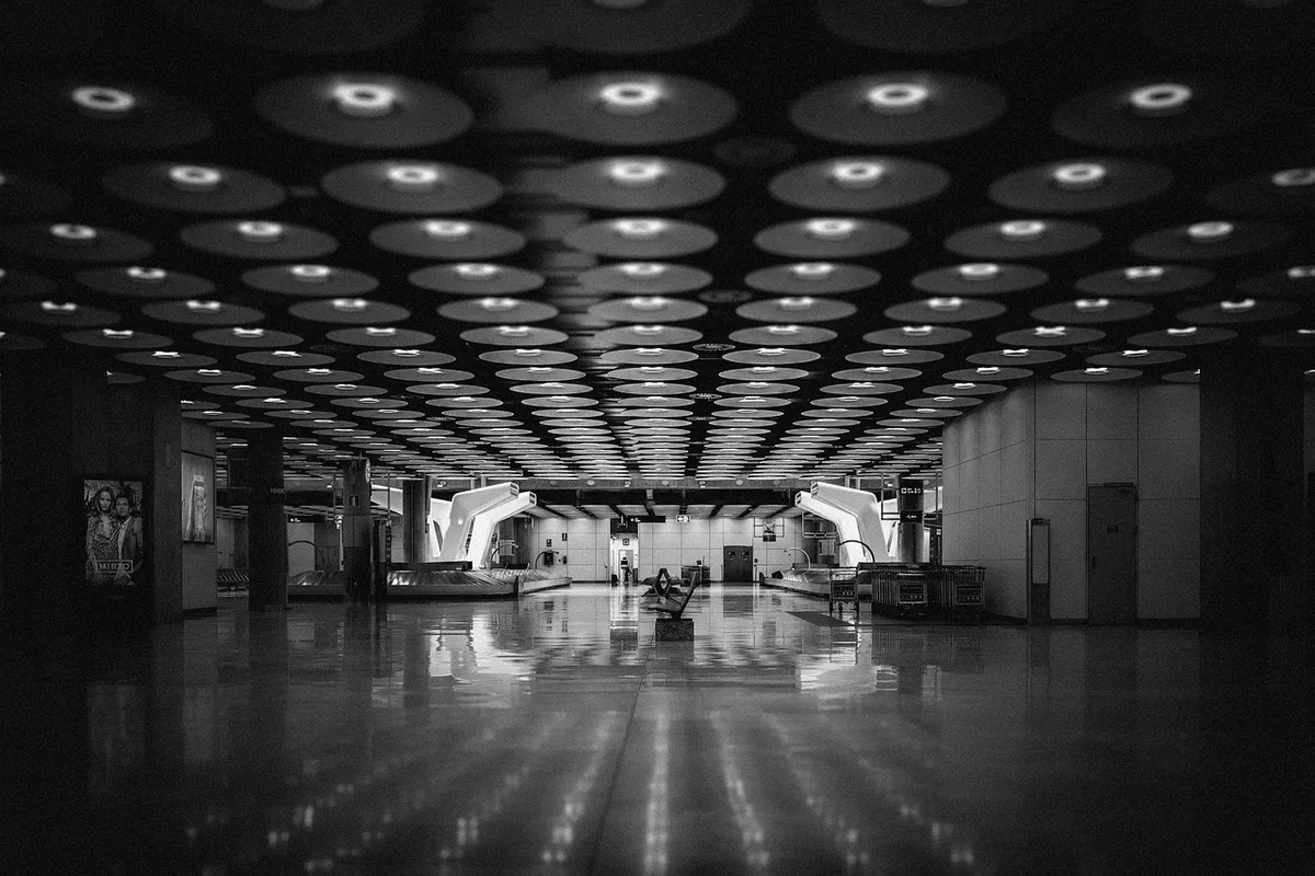 airport, tilt-shift, travel, departure, flying, modern, architecture, gray travel