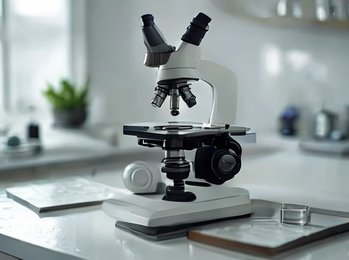 Microscope d' laboratoire pour observer les structures cellulaires.